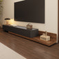 Modern Black and Walnut TV Stand with Floating Base Design and Minimalist Storage for Japandi or Wabi-Sabi Interiors