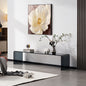 Minimalist Black Glass TV Stand with Curved Corners and Transparent Design for Modern Art-Inspired Living Spaces