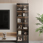 Tall Black Display Cabinet with Glass Doors and LED Lighting for Living Room or Study