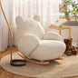 Teddy Bear-Inspired Rocking Chair with Soft Cream Boucl¨¦ Upholstery and Wooden Base for Nursery, Kidsa€?Room or Cozy Reading Corner