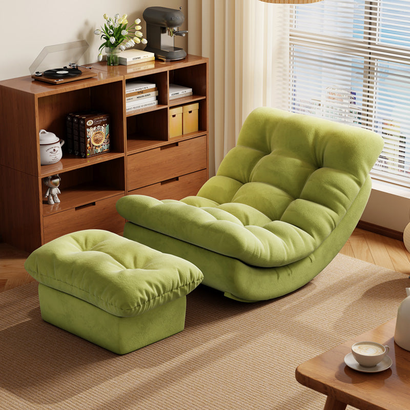 Modern Tufted Recliner Lounge Chair with Matching Ottoman in Soft Green Upholstery for Living Room Bedroom or Reading Nook Comfort