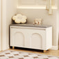 Modern Upholstered Storage Bench with Hidden Cabinet and Cushioned Seat for Entryway or Bedroom