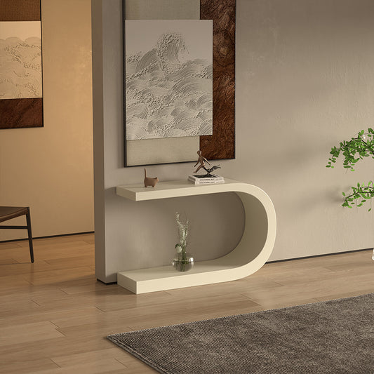 Modern Sculptural Console Table with Curved C Shape Design and Smooth Matte Finish for Entryway Living Room or Hallway Display