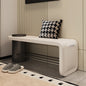 Modern Entryway Bench with Side Magazine Pocket and Metal Shoe Rack Minimalist Seating for Hallway or Living Room