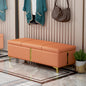 Modern Faux Leather Storage Bench with Padded Seat and Gold Metal Legs for Entryway or Bedroom