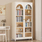 Modern Arched Glass Door Bookcase with Adjustable Shelves a€?Tall Storage Cabinet for Living Room, Study, or Office