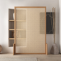 Natural Rattan Room Divider with Solid Wood Frame and Woven Cane Panel for Boho Scandinavian or Japandi Style Interior Spaces