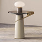 Modern Sculptural Side Table with Black Glass Top and Gold Accent Arm for Contemporary Living Room Bedroom or Gallery Interiors