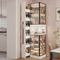 Modern Corner Glass Display Cabinet with LED Lighting and Hidden Pull-Out Storage for Dining Room Kitchen or Home Bar Organization