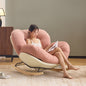 Modern Cloud-Inspired Rocking Lounge Chair with Pink Tufted Cushion and Cream Base for Bedroom Living Room or Reading Nook