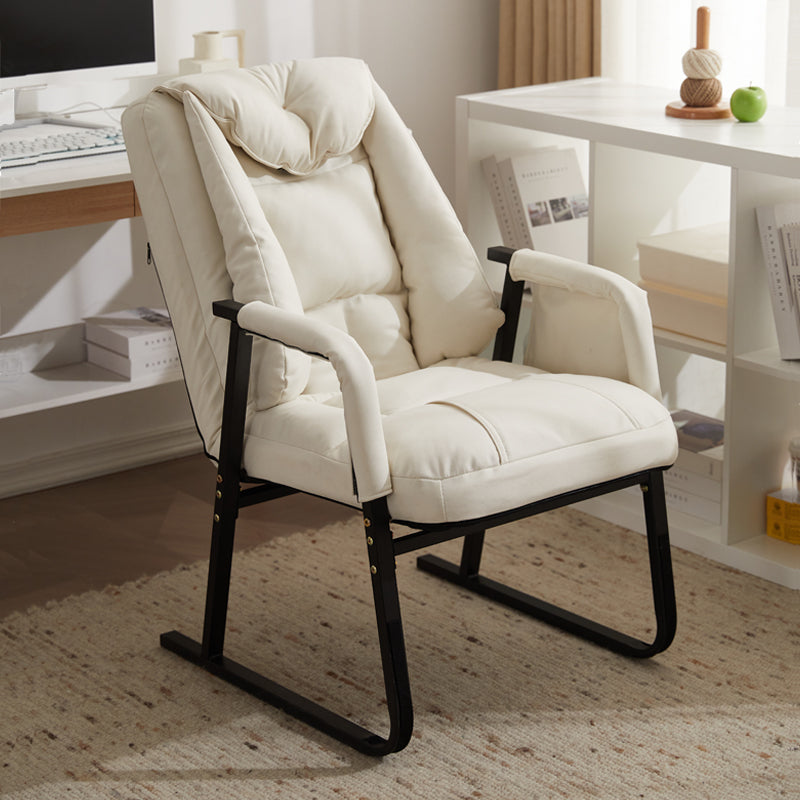 Cozy Padded Lounge Chair with Soft Cushioning and Supportive Backrest in Cream Fabric for Reading Nook, Bedroom, or Study Corner