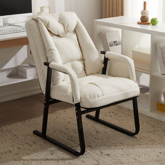 Cozy Padded Lounge Chair with Soft Cushioning and Supportive Backrest in Cream Fabric for Reading Nook, Bedroom, or Study Corner