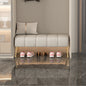 Upholstered Entryway Bench with Shoe Storage and Gold Metal Legs for Hallway Bedroom or Modern Glam Living Room Seating