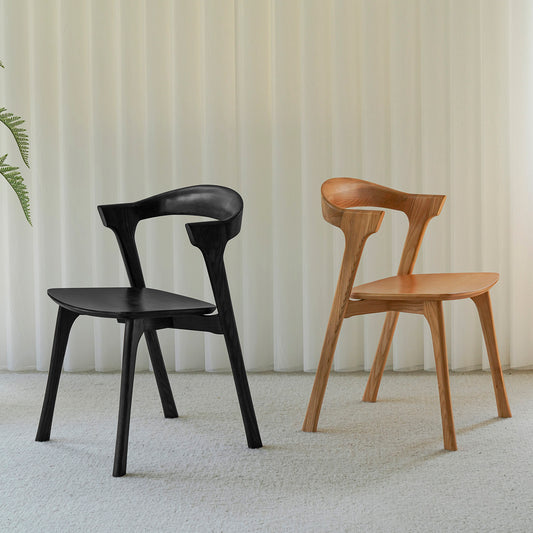 Modern Sculptural Solid Wood Dining Chair with Curved Backrest for Minimalist Dining Room or Contemporary Interior Decor