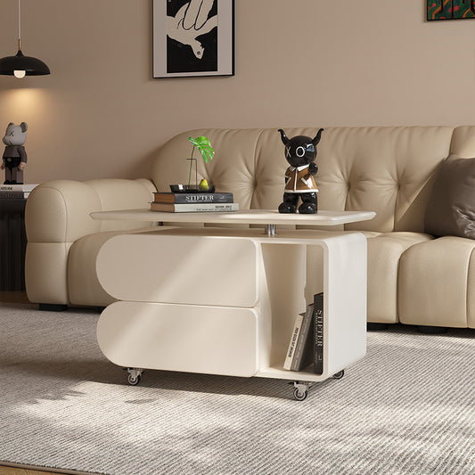 Minimalist Lift Top Coffee Table with Storage Shelves and Lockable Wheels for Modern Living Room or Small Spaces