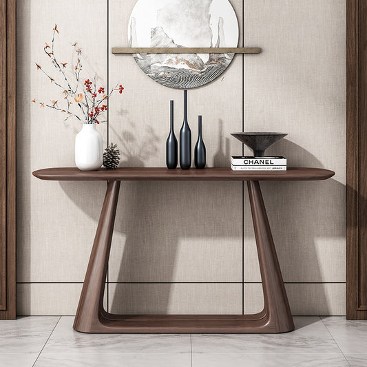 Modern Walnut Wood Console Table with Sculptural Loop Base for Entryway, Living Room, or Zen-Inspired Interiors