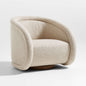 Modern Swivel Barrel Chair with Curved Back and Sherpa-Style Upholstery for Living Room or Bedroom Lounge