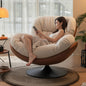 Modern Swivel Lounge Chair with Tufted Cushion and Faux Leather Shell for Living Room, Reading Nook or Cozy Corner