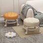 Round Tufted Rolling Ottoman Stool with PU Leather Cushion and Caster Wheels for Living Room Bedroom or Vanity Seating