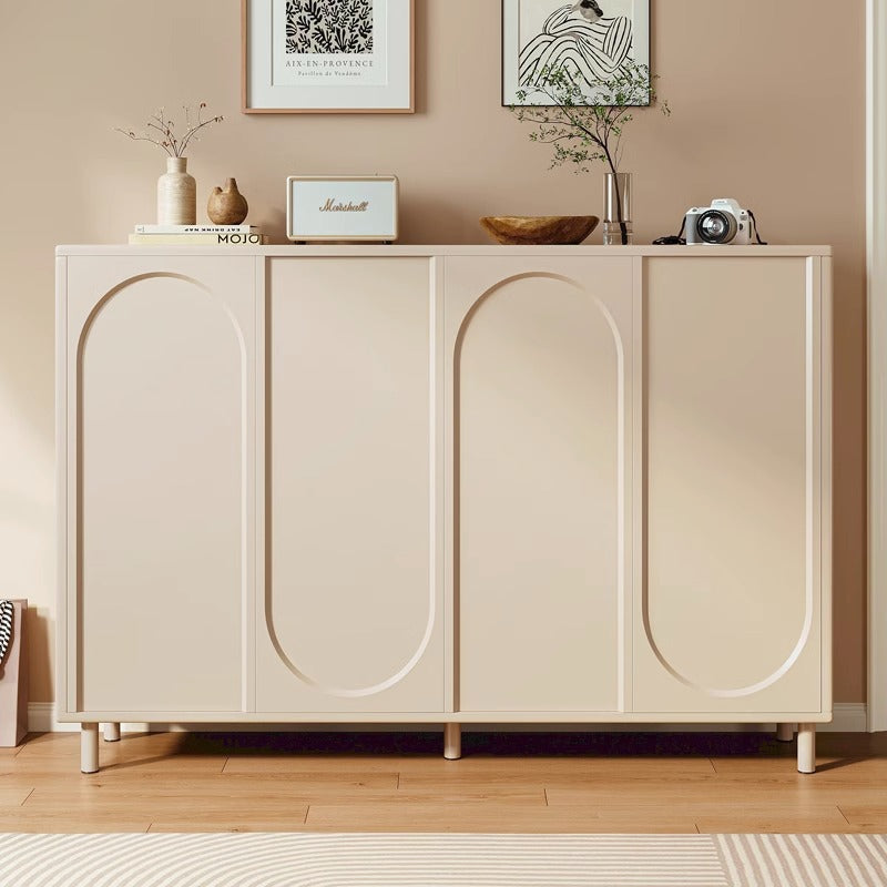 Minimalist Arched Panel Sideboard Cabinet a€?Modern Cream Storage Console for Living Room, Entryway, or Dining Area
