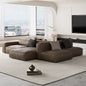 Modern Modular Leather Sectional Sofa a€?Deep Seat Low-Profile Couch in Espresso Brown