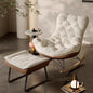 Modern Tufted Rocking Chair with Ottoman, Cream Cushion and Faux Leather Shell for Living Room, Bedroom or Reading Nook