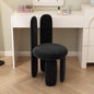 Modern Sculptural Vanity Chair in Black Velvet with Oval Backrest and Plush Rounded Legs for Bedroom, Dressing Table or Studio Decor