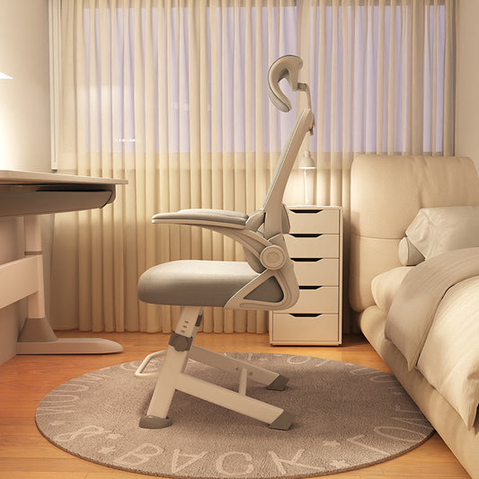 Ergonomic Study Chair with Adjustable Headrest Silent Legs and Breathable Backrest for Bedroom or Home Office