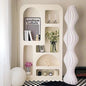 Modern Sculptural Cream Bookshelf with Asymmetrical Open Shelves for Living Room or Studio Display