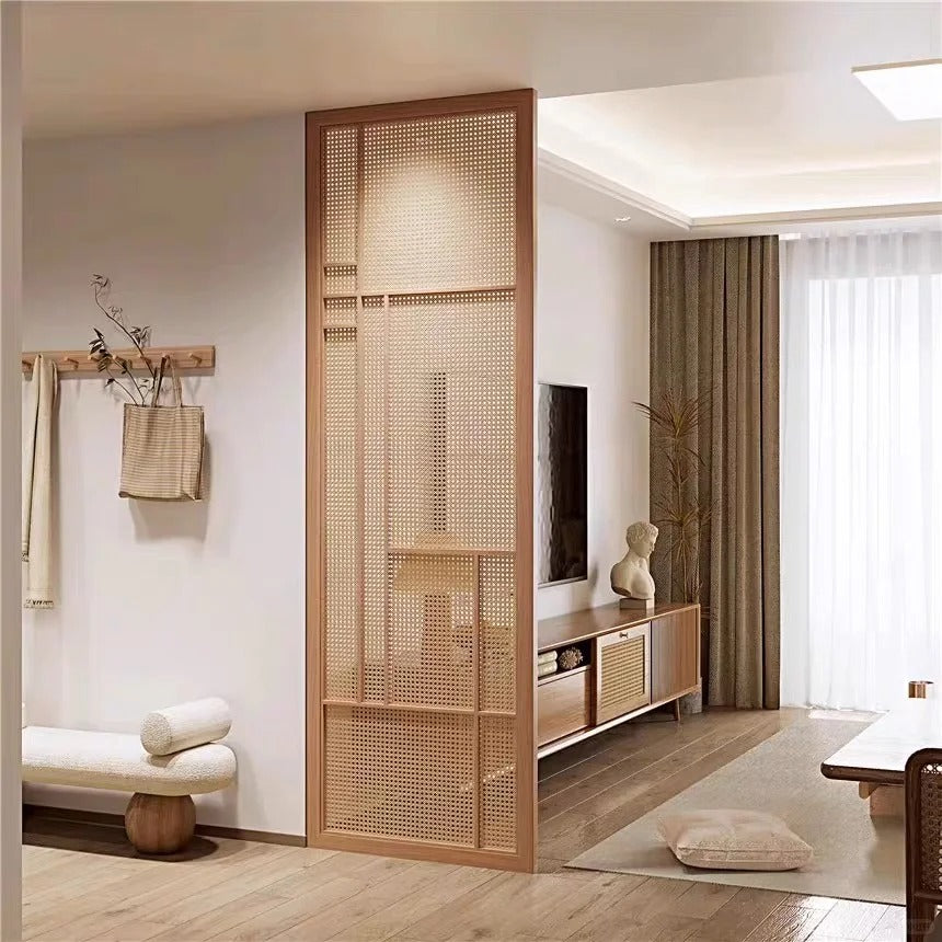 Modern Rattan & Wood Room Divider