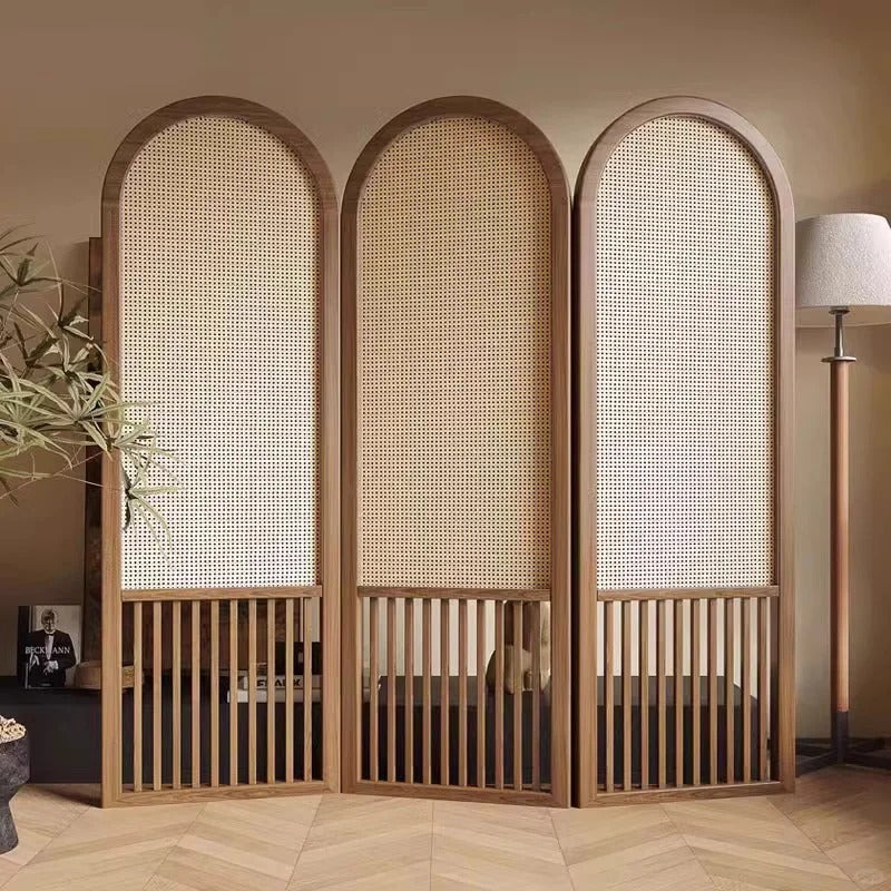 Modern Rattan & Wood Room Divider