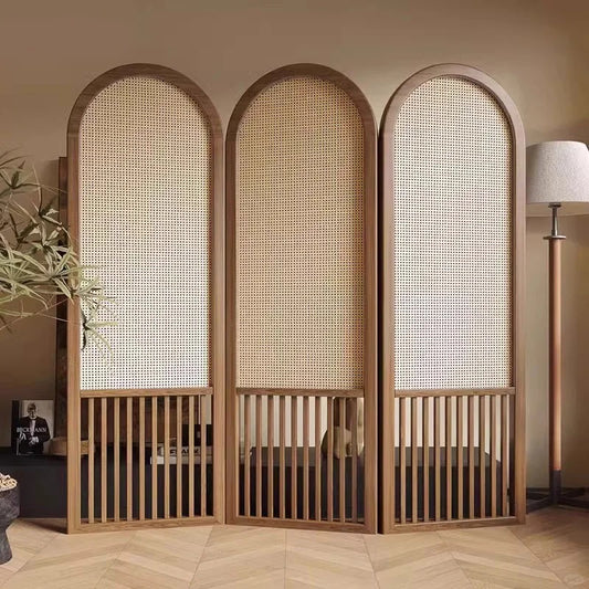 Modern Rattan & Wood Room Divider