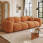 Modern Bubble Sofa in Burnt Orange Velvet a€?Ultra-Plush 4-Seater Couch with Sculptural Design for Bold Living Rooms