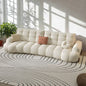 Modern Tufted Cloud Sofa in Cream a€?Oversized 5-Seater with Plush Grid Cushioning and Low-Profile Silhouette
